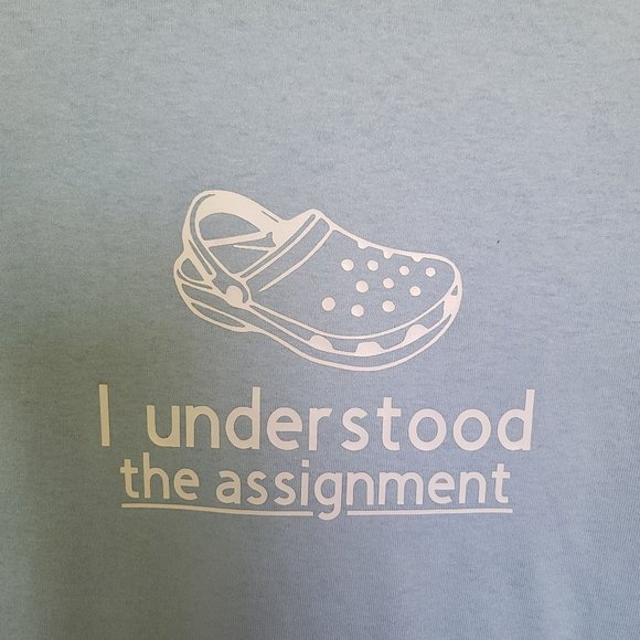 Gildan Blue T-Shirt "I understood the assignment." Size S - Picture 5 of 6